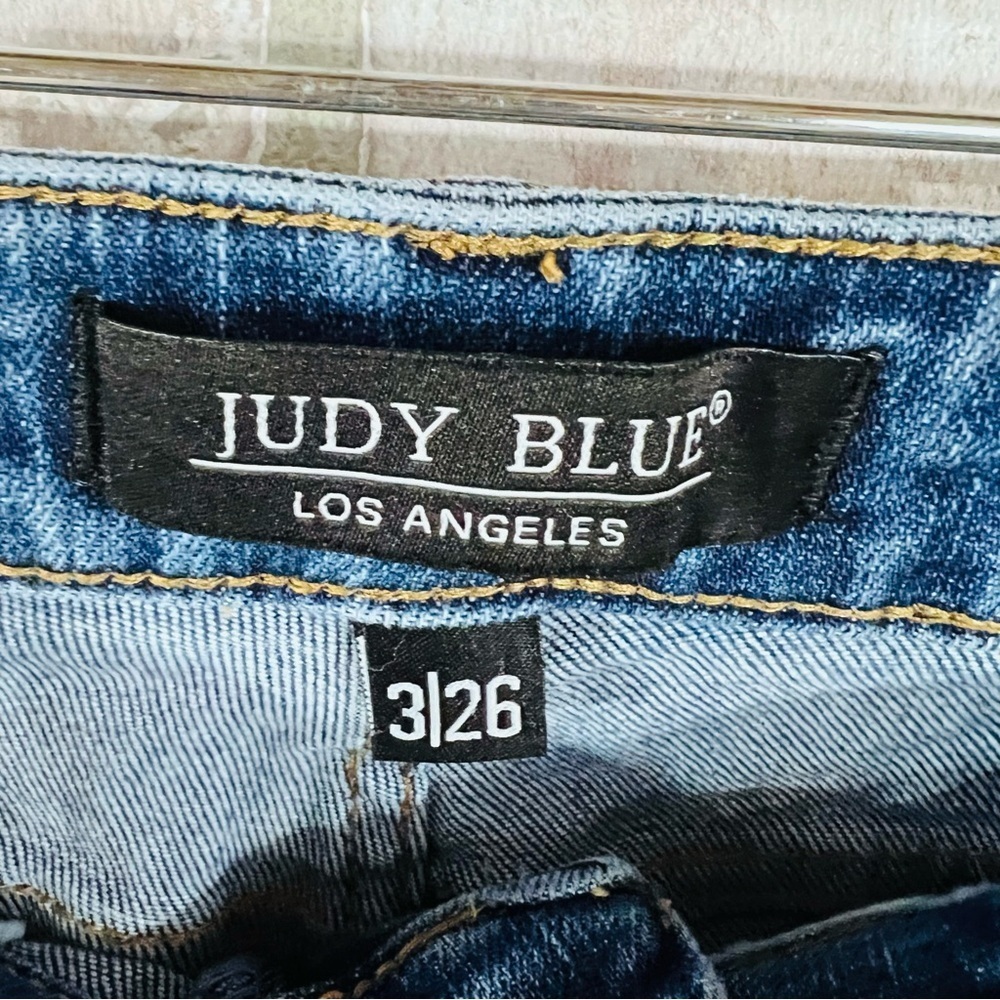 Judy Blue Distressed Cropped Ankle Skinny Jeans in Blue Size 3/26 - Picture 7 of 9